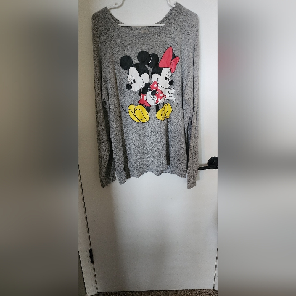 Disney Gray Sweatshirt with Mickey and Minnie